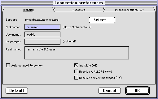 Connection Preferences